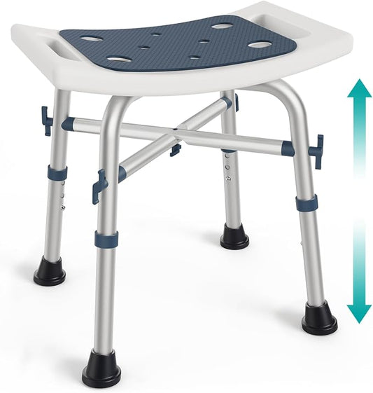 PELEGON Shower Chair for Inside Shower (350 lb) - Adjustable Height, Padded Seat, Shower Chair for Elderly and Disabled - Shower Chair for Adults, Tub Chairs for Bathtubs - Dark Blue