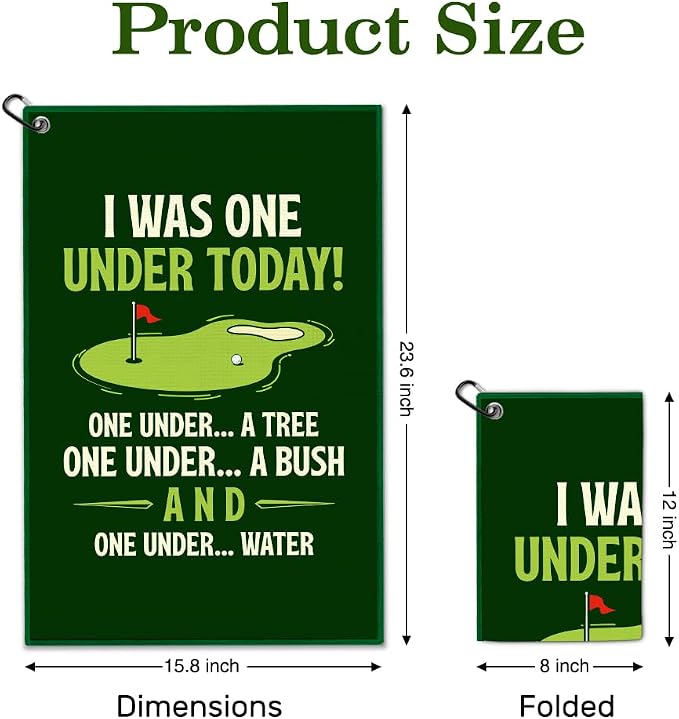 I was One Under Today Golf Towel with Clip, Funny Golf Bag Accessories for Men, Golfing Accessories for Men Women, Birthday Retirement Gifts for Golfing Lover, Golfer Gifts for Father Grandpa