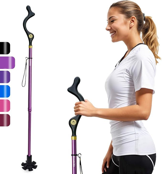 Walking Cane Foldable for Men & Women Seniors for Balance,Self Standing Folding,Height Adjustable Anti-Slip Lightweight Alloy Walking Stick for Travel Mobility Aid