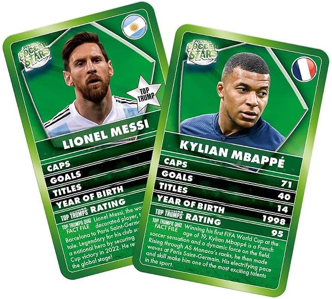 Top Trumps Card Game World Soccer Stars - Family Games for Kids and Adults - Learning Games - Kids Card Games for 2 Players and More - Kid War Games - Card Wars - for 6 Plus Kids