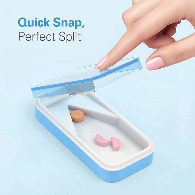 DEPAD Pill Cutter Splitter for Small and Tiny Pills, Pill Splitter with Removable Silicone Pad, Tablet Cutters for Small or Large Pills Professional with Sharp Blade (Blue)