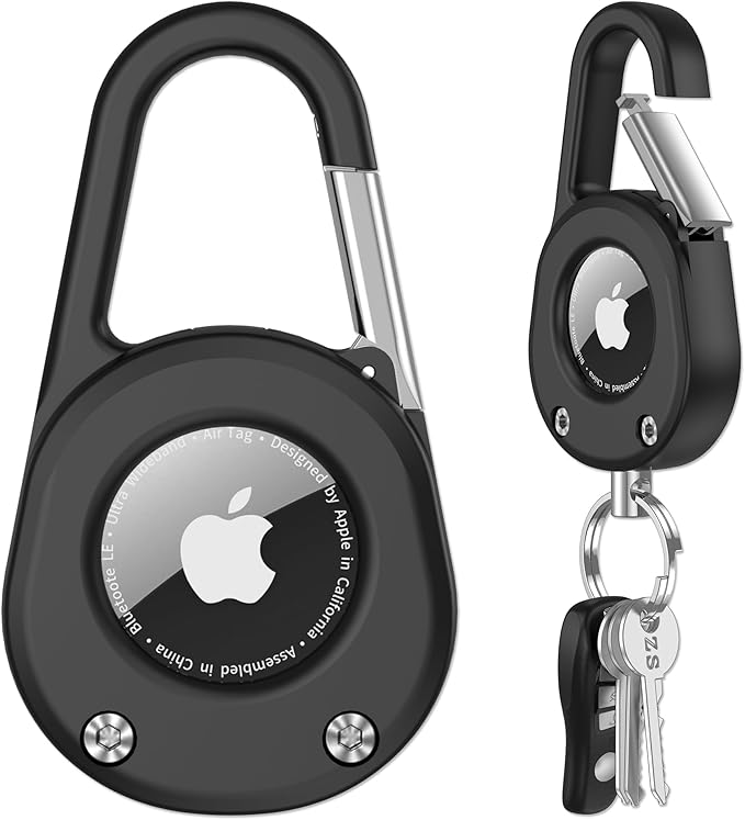 SCALLOP for AirTag (1st & 2nd Gen) Keychain with Carabiner,Thick Hard PC Air Tag Holder,IPX8 Waterproof,Secure Lock