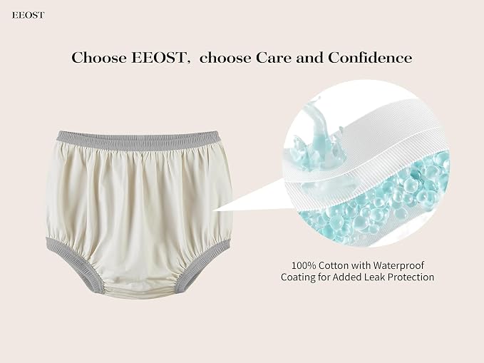 Adult Diaper Cover for Incontinence Noiseless Leak-Protection Underwear Plastic Pants Over Diapers Waterproof Rubber Pants (Gray, 3X-Large)