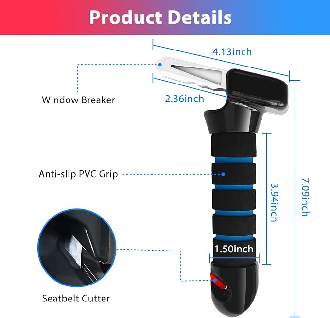 Car Door Handle for Elderly, Car Handle Assist, Car Cane Assist Handle with Anti-Slip Grip Portable for Seniors & Handicapped, Multifunctional Support Handle (2 Pack)