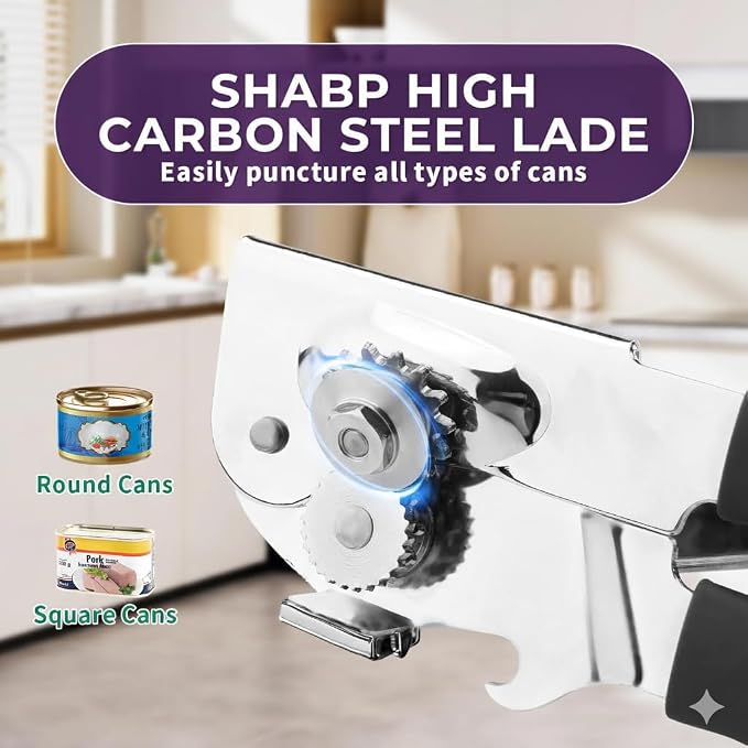 Electric Can Opener – Smooth Edge, Easy One-Touch Can Opener Electric for Seniors with Arthritis, Jar Opener, Compact Countertop Automatic Kitchen Tool for Safe and Effortless Opening