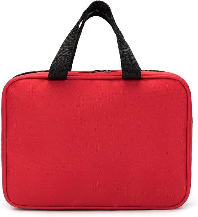 Jipemtra Red First Aid Bag Empty Travel Rescue Pouch First Responder Storage Medicine Emergency Bag for Car Home Office Kitchen Sport Outdoors (Red with Folders)