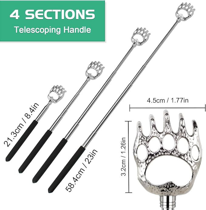HOFASON 3 Pack Back Scratcher for Men Women, Fathers Day Dad Gifts for Husband/Grandpa, Christmas Stocking Stuffers for Men/Women/Adults, Novelty Idea Gifts Bear Claw Telescopic Back Scratcher