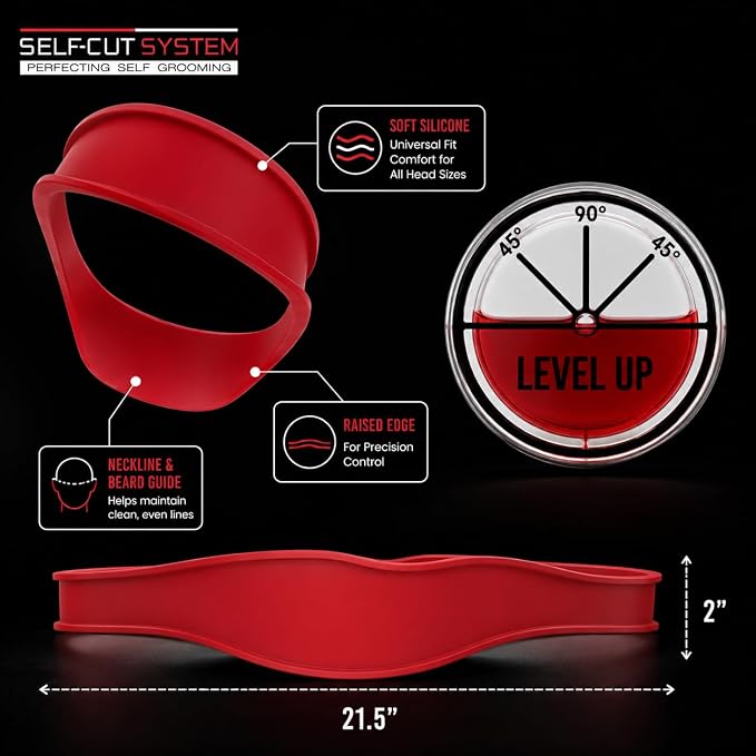 Silicone Haircut Guide for Men – Hands-Free Fade Template for Clippers | DIY Self-Cut Neckline & Taper Shaping Tool
