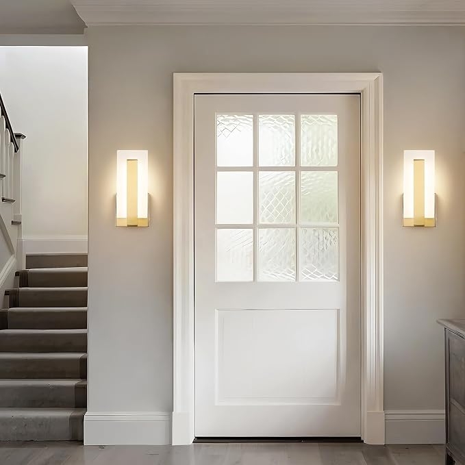 Joosenhouse LED Wall Sconce Set of 2, 5CCT Dimmable Brass Hardwired Wall Mount Sconce, Up & Down Mountable Indoor Light for Hallway, Bedroom, Study, Living Room, ETL Certified