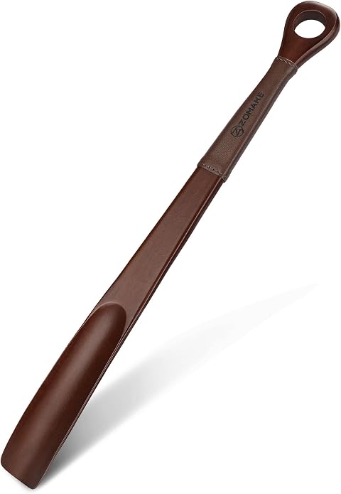 ZOMAKE Wooden Shoe Horn Long Handle for Seniors Men Women 16.5"/16.9" | Wood Long Shoehorn Boot Horn, Shoe Spoon Helper, Shoes Protection, No Bend Over, Easy Shoe Wear for Home Use