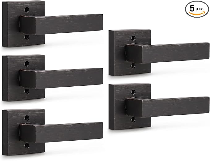 KNOBWELL 5 Pack Oil Rubbed Bronze Heavy Duty Dummy Door Lever, Single Sided Interior Dummy Door Handle Set Door Hardware 0.93 lb One Lever