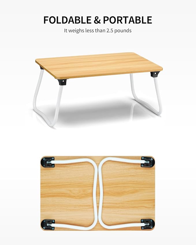 Ruxury Foldable Lap Desk Laptop Stand Bed Desk Table Tray, Breakfast Serving Tray, Portable & Lightweight Mini Table, Lap Tablet Desk for Sofa Couch Floor - Wood