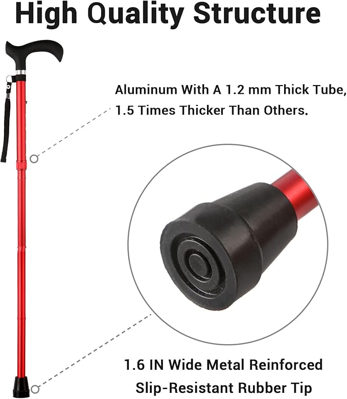 Walking Cane - Collapsible Adjustable Folding Canes for Men & Women, Walking Stick with for Seniors & Adults