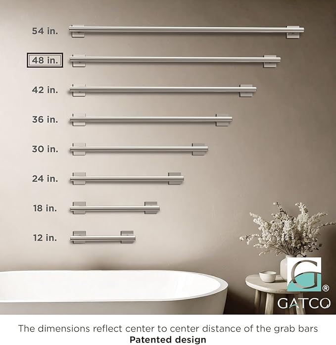 Elevate 48" L Grab Bar, Satin Nickel