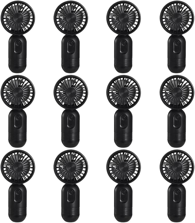 JODNO Mini Portable Fan 12 Pack, Cute Handheld Fan Battery Operated Lightweight Small Personal Fans with 3 Speeds and USB Rechargeable Eyelash Fans for Women Men Office Outdoor Travel Camping
