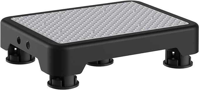 Ronlap One Step Stools for Adults, Portable Safety Step Platform for Seniors Small Plastic Bedside Step Stool Mobility Wide Step Stools Elderly Assistance for Shower Bed Car Stair Outdoor, Black-Gray