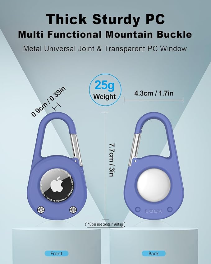 SCALLOP for AirTag (1st & 2nd Gen) Keychain with Carabiner,Thick Hard PC Air Tag Holder,IPX8 Waterproof,Secure Lock