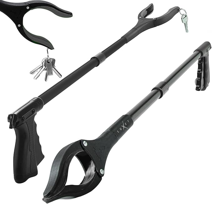 Grabber Reacher Tool, Long 32" Foldable Pick Up Stick, Strong Grip Magnetic Tip Lightweight Trash Picker Claw Reacher Grabber Tool Elderly Reaching, by Luxet (Black)