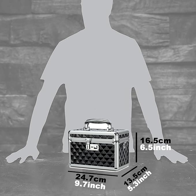 Storage Box with Key Lock, Lockable Medicine Storage Box, Empty First Aid Box, Security Lock Box, Multipurpose Locking Box for Home and Outdoor Use (Black, Small)