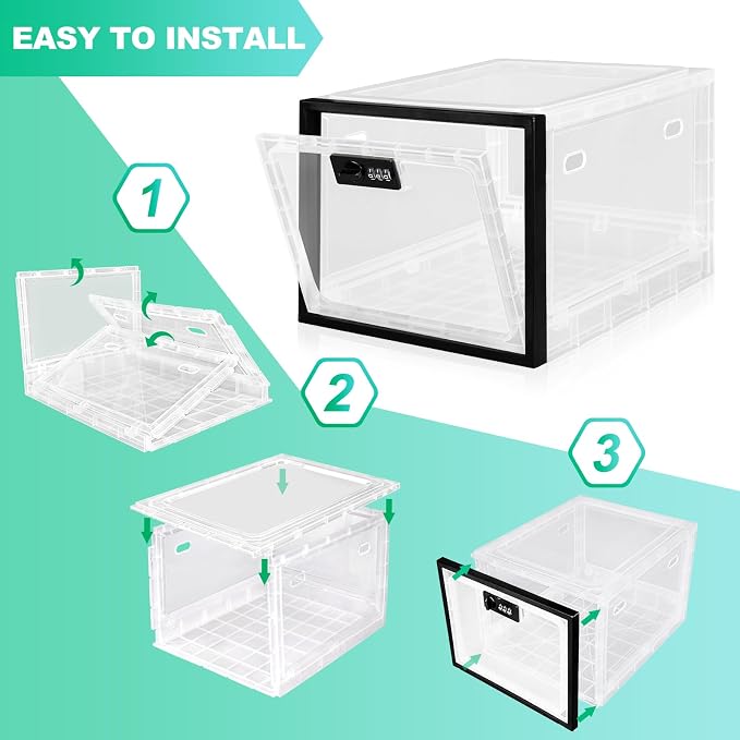 Medication Lock Box with Code, 12.6L Large Lockable Storage Box for Medicine, Snacks, Phone, and Electronics - BPA-Free, Clear Design with Charger Holes for Home, Office, Dorm, and Fridge