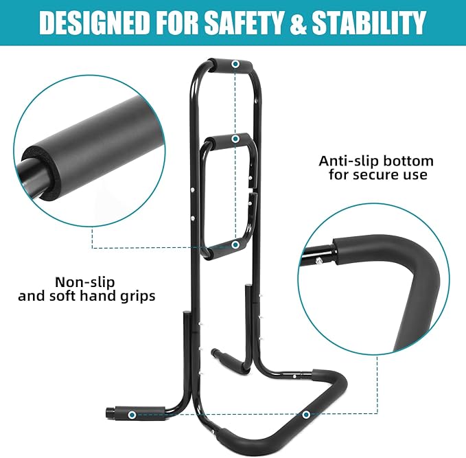 Metal Chair Assist for Seniors - 21"L×18"W×33"H Stand Assist Devices with Extra-Wide Base, Mobility Aid to Help You Get Up from Floor Couch Bed, Standing Supports Fall Prevention, Black
