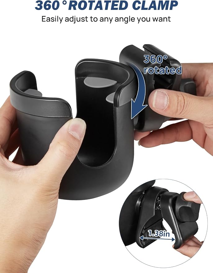 JOYTUTUS Wheelchair Cup Holder, Rollator Cup Holder, 4 Flexible Tabs with Hook Drink Holder for Walker, Scooter, Stroller, Mobility