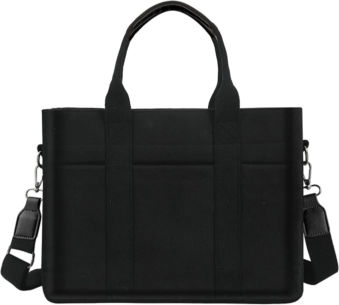 FIORETTO Canvas Tote Bag for Women with Zipper Closure & Individual Compartments for Work College for Teacher & Nurse