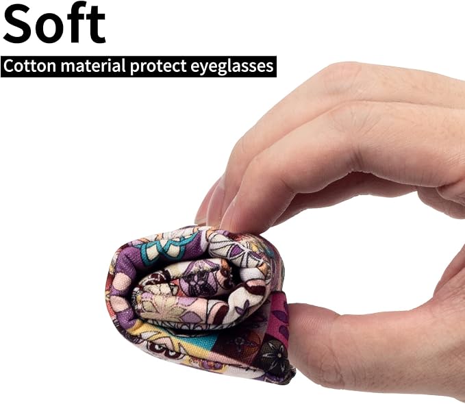 Face Shadow Double Glasses Case Soft Eyeglass Case For Women Men Squeeze Top Sunglasses Case With Cleaning Cloth