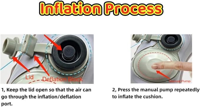 Inflatable Travel Toilet Seat Riser, Portable Toilet Seat Cushion with Suction Cups for Travel, RV, Camping - Comfortable Potty Seat (Grey)