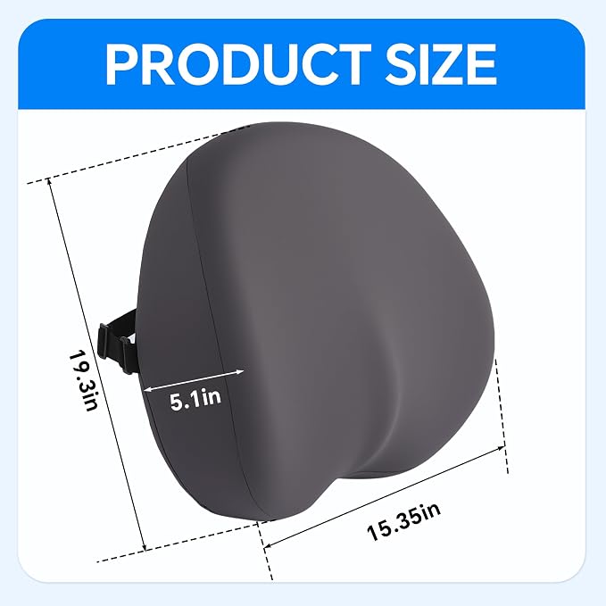 ROYALAY Ergonomic Recliner Lumbar Support Pillow for Elderly, Gel Memory Foam Back Support Cushion with Cooling Washable Cover, Lumbar Pillow for Lower Back Pain Relief Office Chair