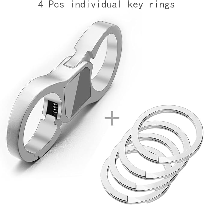 Idakekiy Key Chain Quick Release Spring with 4 Key Rings Heavy Duty Car Keychain Organizer for Men and Women
