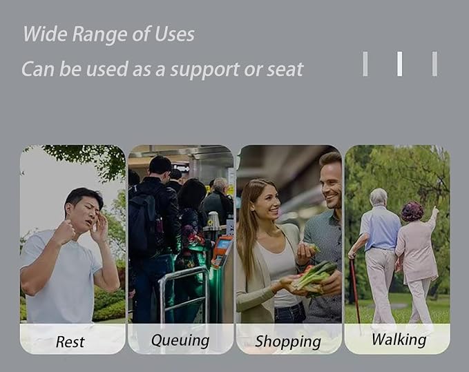 Cane with Seat - Portable Stool Chair, Supports Up to 240 Lbs cameping Chairs, Lightweight Up to 1.4 Lbs, Suitable for Men, Women, Seniors, People with Disabilities