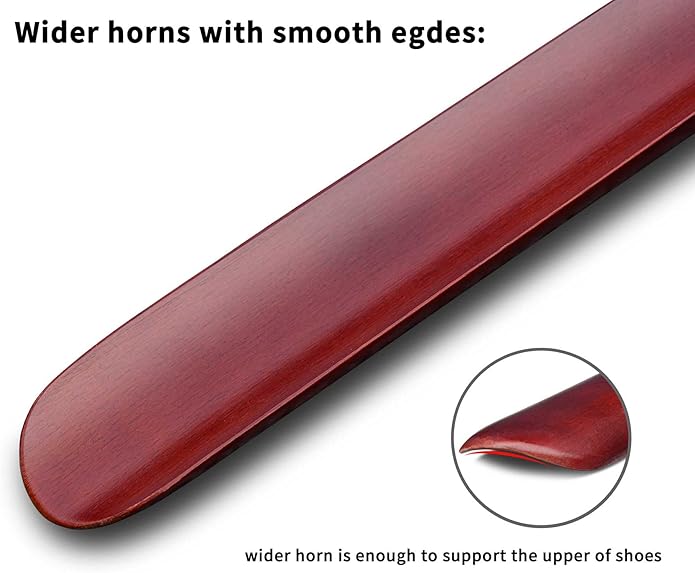 Luxdecor Long Handled Wooden Shoehorns-24in Wooden Long Handle Shoe Horn for Seinors Men Boot Jack Shoe Helper for Women