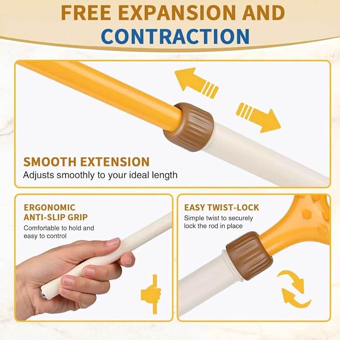 QMUNLLO Double Sided Extendable Back Scratcher with Beaded Handle(Brown) | Relieve any itch instantly on your own with this extendable back scratcher. Comes in beautiful packaging