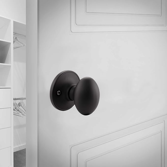 Design House Egg Dummy Door Knob, One-Sided Non-Turning Decorative Door Knob for Closet and French Doors, Matte Black, 779165 | Surface, Traditional, Brass, Hardware, 779165