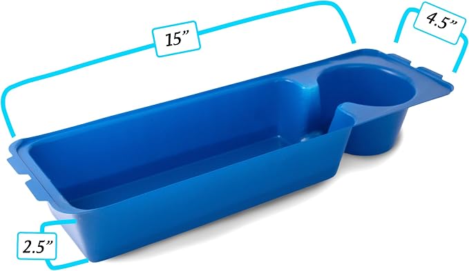 Heavy Duty Clear Plastic Insert/Tray/Cup Holder for Walker Basket (Blue)