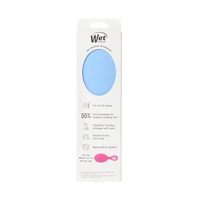 Wet Brush Detangling Brush, Original Detangler Brush (Sky) - Wet & Dry Tangle-Free Hair Brush for Women & Men - No Tangle Soft & Flexible Bristles for Straight, Curly, & Thick Hair