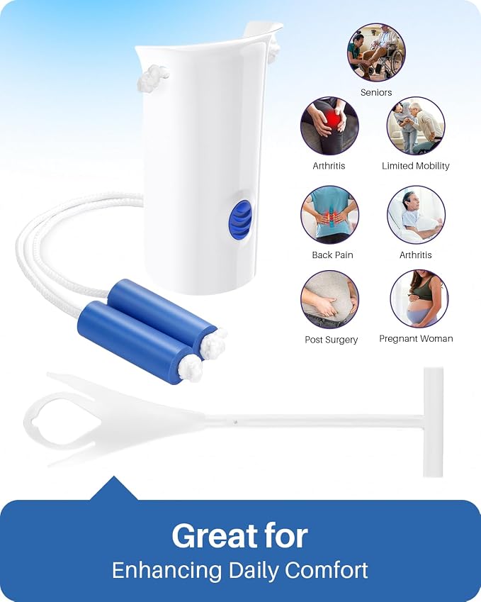 Jellas Sock Aid for Putting On Socks Kit,4.6 Inch Sock Helper for Seniors | Flexible Long Rope Design, Easy Put On Take Off Socks, Comfort Independence Helper, White