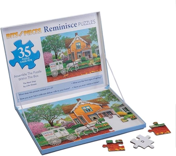Bits and Pieces Large Piece Puzzles for Seniors, 10 in. x 13 in. The Next Stop Puzzle - 35 pc Extra Large Pieces Puzzles for Dementia Seniors, Alzheimer Puzzle Memory Aids for Seniors with Dementia