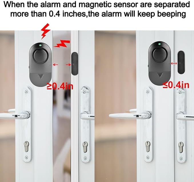 Window and Door Alarm, 120 DB Black Window Alarm for Home Security, Door Chime for Store, Suitable for Pool, Homes, Offices, Cabinets (10 Pack)