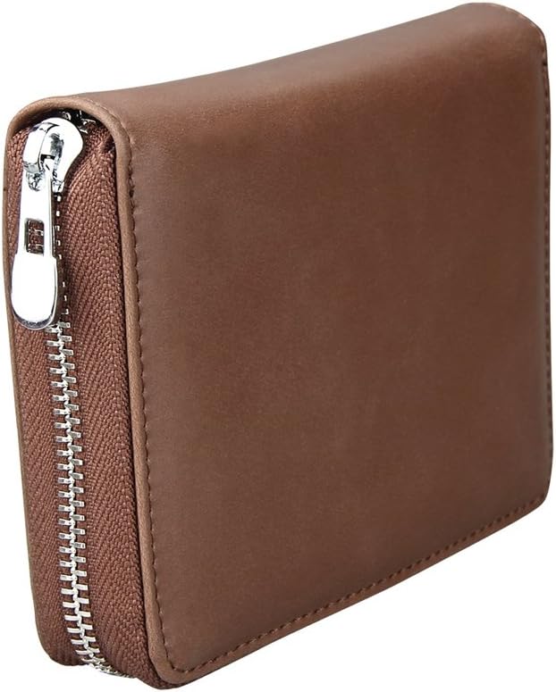 RFID Blocking 24 Slot Credit Card Holder Wallet Real Leather Multi Card Organizer Wallet with Zipper
