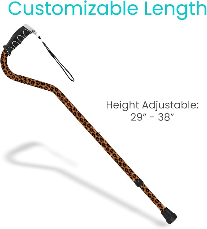 Vive Walking Cane for Women, Men, Elderly - Patented Offset Grip - Lightweight Adjustable Walking Aid with a Non-Slip Tip - Sturdy Balancing Mobility Aid for Seniors