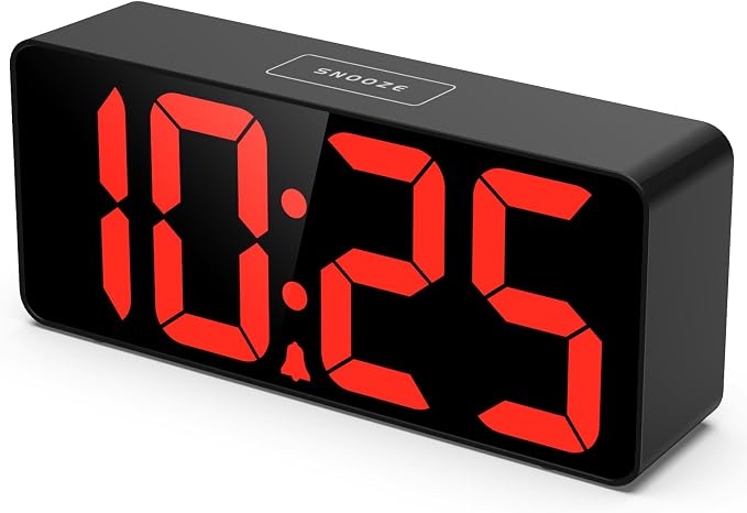 Welgo 7.5 Inches Oversized Digital Alarm Clock for Visually Impaired | 0-100% dimmer, large easy-read numbers, adjustable volume, USB charging port, snooze, outlet-powered for bedroom