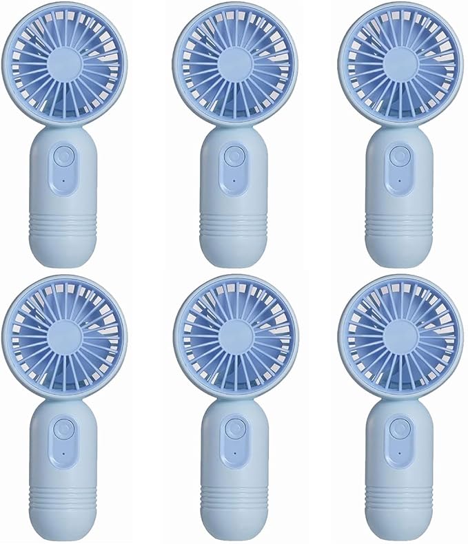 JODNO Mini Portable Fan 6 Pack, Cute Handheld Battery Operated Lightweight Small Personal Fans with 3 Speeds and USB Rechargeable Eyelash Fan for Women Men Office Outdoor Travel Camping