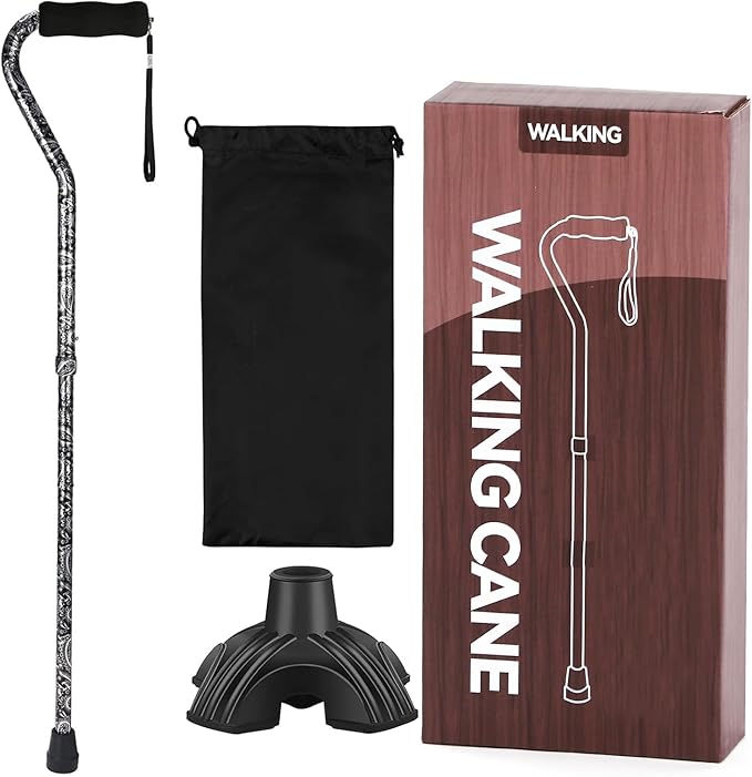 Floral Canes for Women Folding Cane for Stability with Non-Slip Base, Adjustable Walking Cane for Seniors - Lightweight Collapsible Walking Sticks with T & Offset Handle