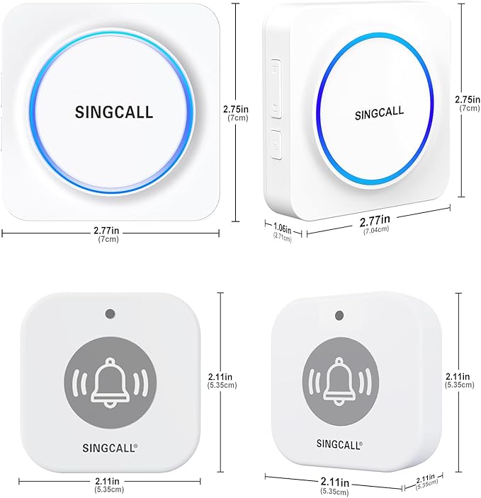 SINGCALL Wireless Portable Caregiver Pager Panic Alarm System Personal Alarm for Elderly/Kids/Pregnant/Patients Alert Call Button with Detachable Lanyard 2-Pack Emergency Call Buttons