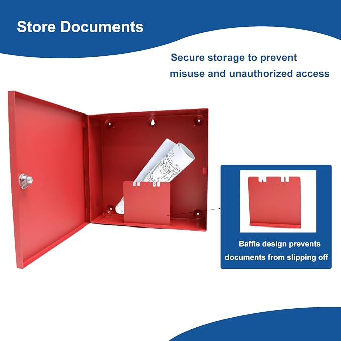System Record Documents Enclosure, for Fire Alarm System Documentation Storage, Heavy Metal, Thumb Lock, 12” x 12” x 4”