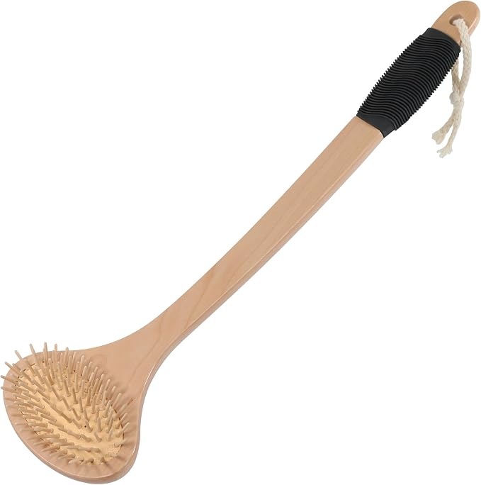 OWIIZI Oversized Back Scratcher Long Handle Backscratchers for Men Women | Provides Itch Relief,17.2" Wooden Curved Handle Body Scratcher Brush,Wider Head,Larger Skin Scratching Massager for Adults