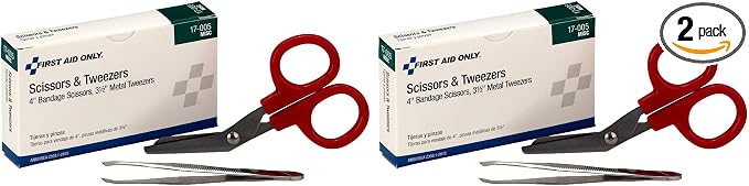 First Aid Only 17-005 Bandage Scissors and Forcep Tweezers Combo Pack (Pack of 2)