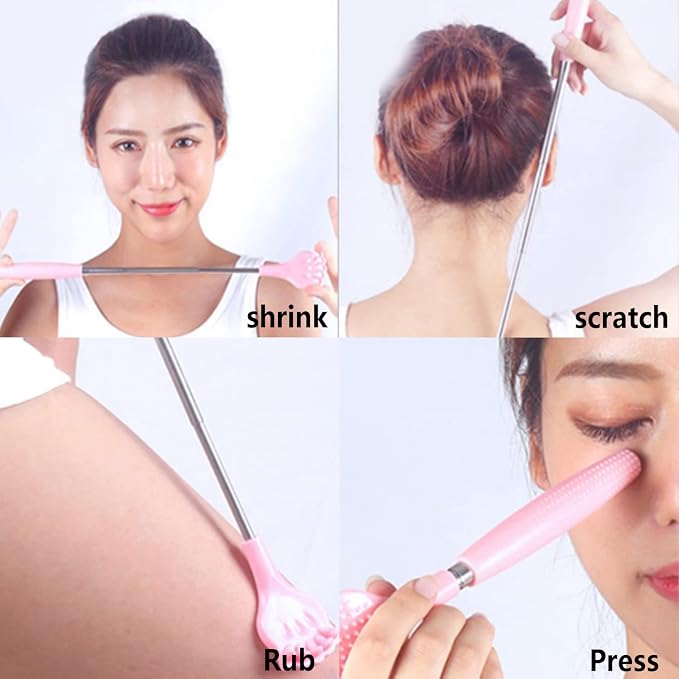 WUBAYI 2Pcs Back Scratchers, Portable Expandable Back Scratchers, Non-Slip Handheld Massager, with Telescopic Handle for Tickling Massage of Head, Back, Legs and Other Body Parts